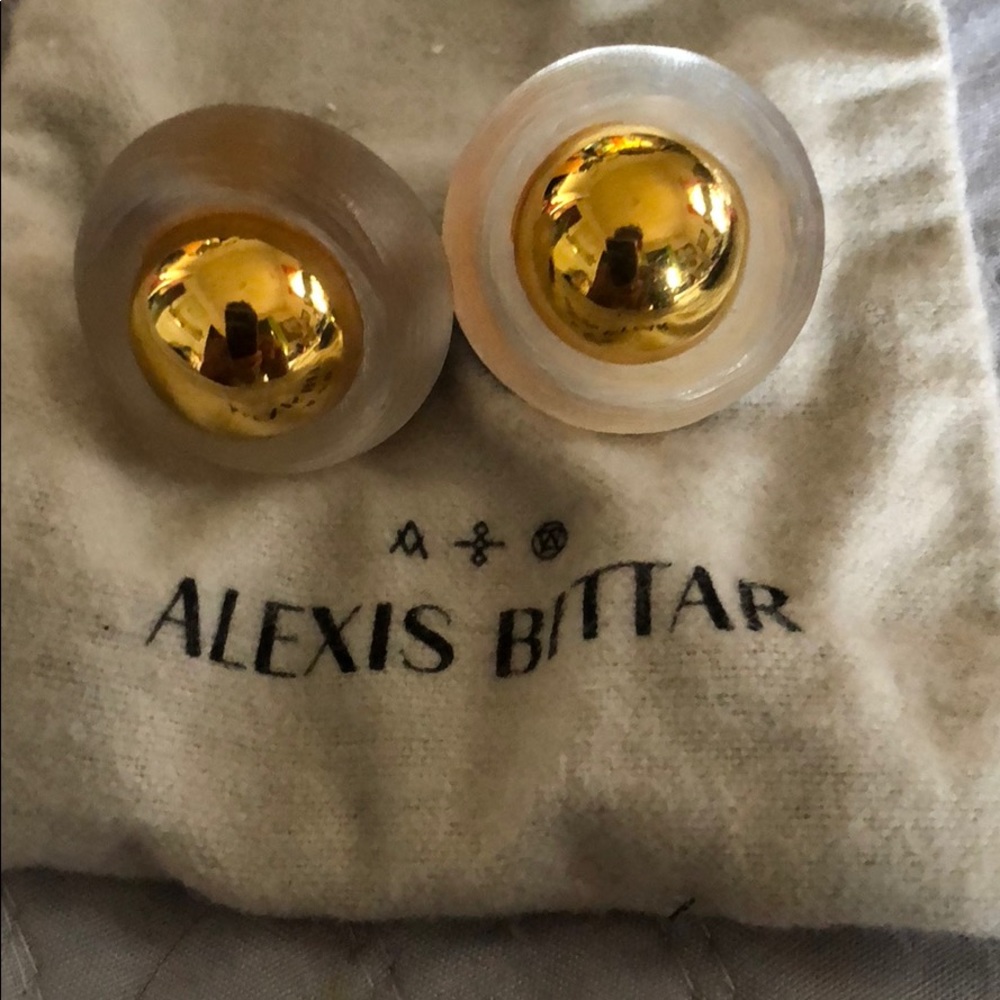 Alexis Bittar acrylic earrings with gold dome!
